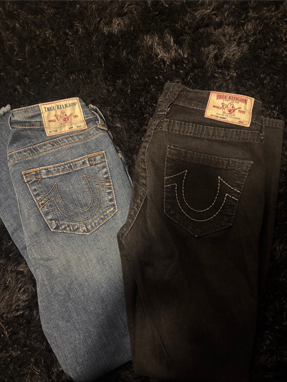 True Religion Skinny Jeans in Black & Light Blue Denim Duo